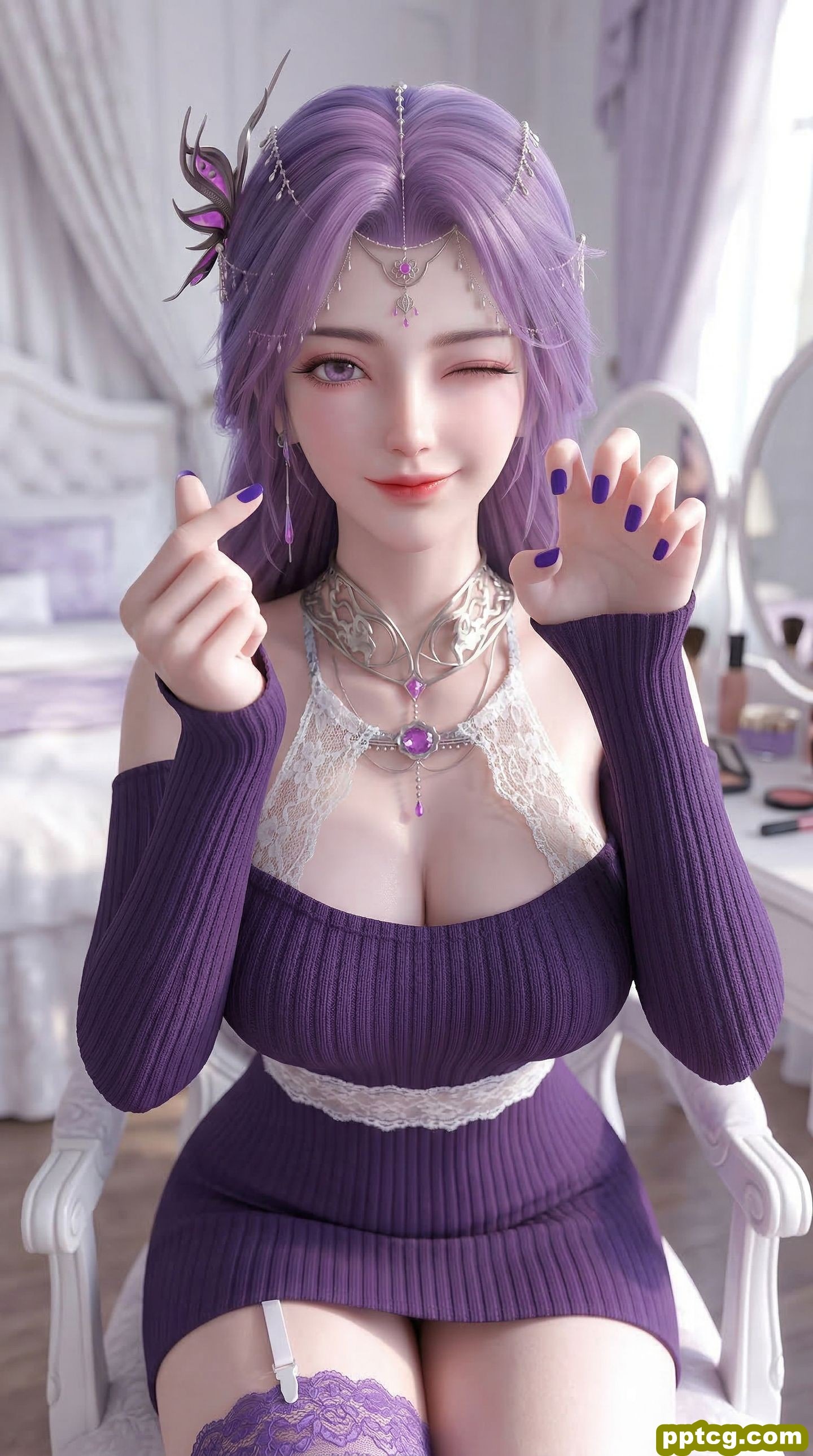 动漫完美世界 国漫女神 紫色韵味 云曦 手机锁屏 性感福利