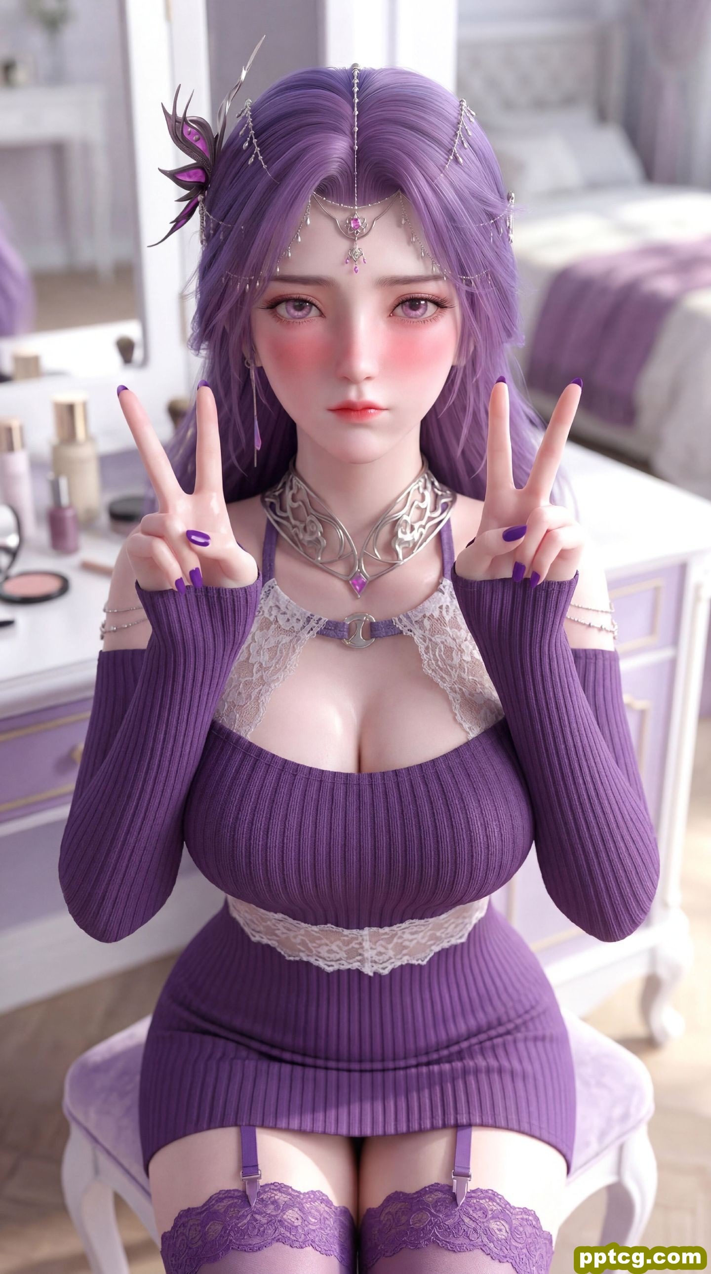 动漫完美世界 国漫女神 紫色韵味 云曦 手机锁屏 性感福利