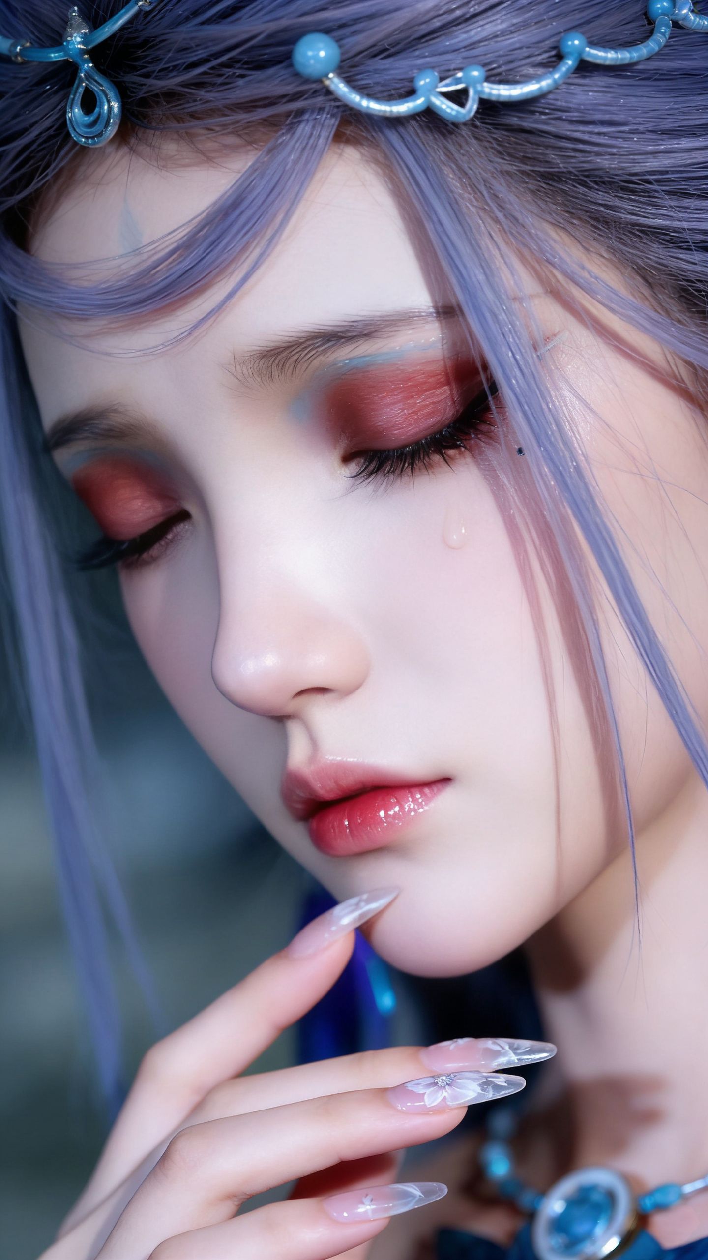 泪珠滑落的瞬间，谁懂这种破碎感！ ai生成 国漫女神写实