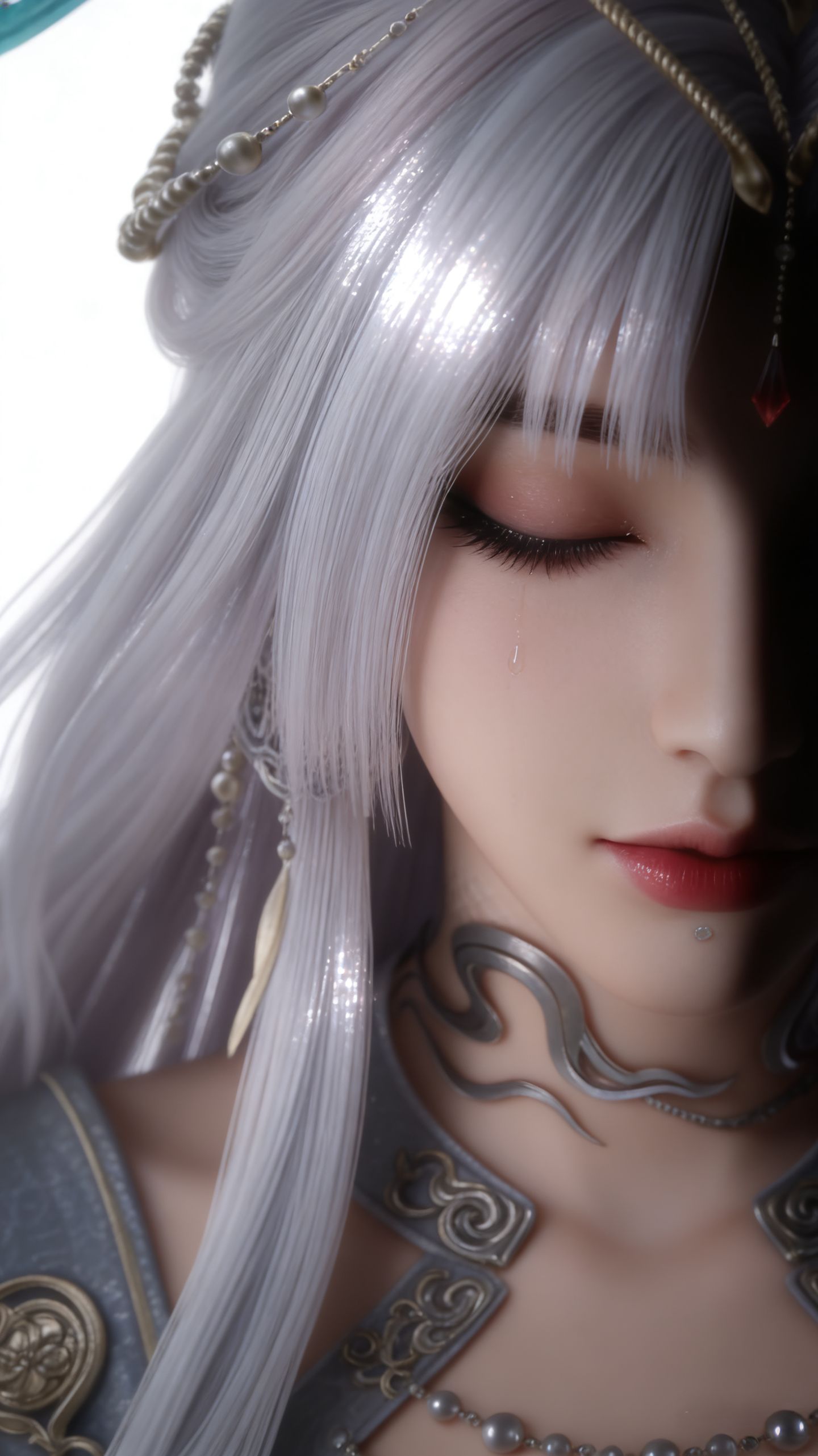 泪珠滑落的瞬间，谁懂这种破碎感！ ai生成 国漫女神写实