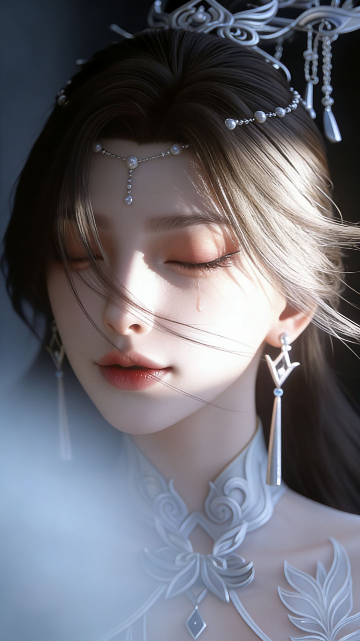 泪珠滑落的瞬间，谁懂这种破碎感！ ai生成 国漫女神写实