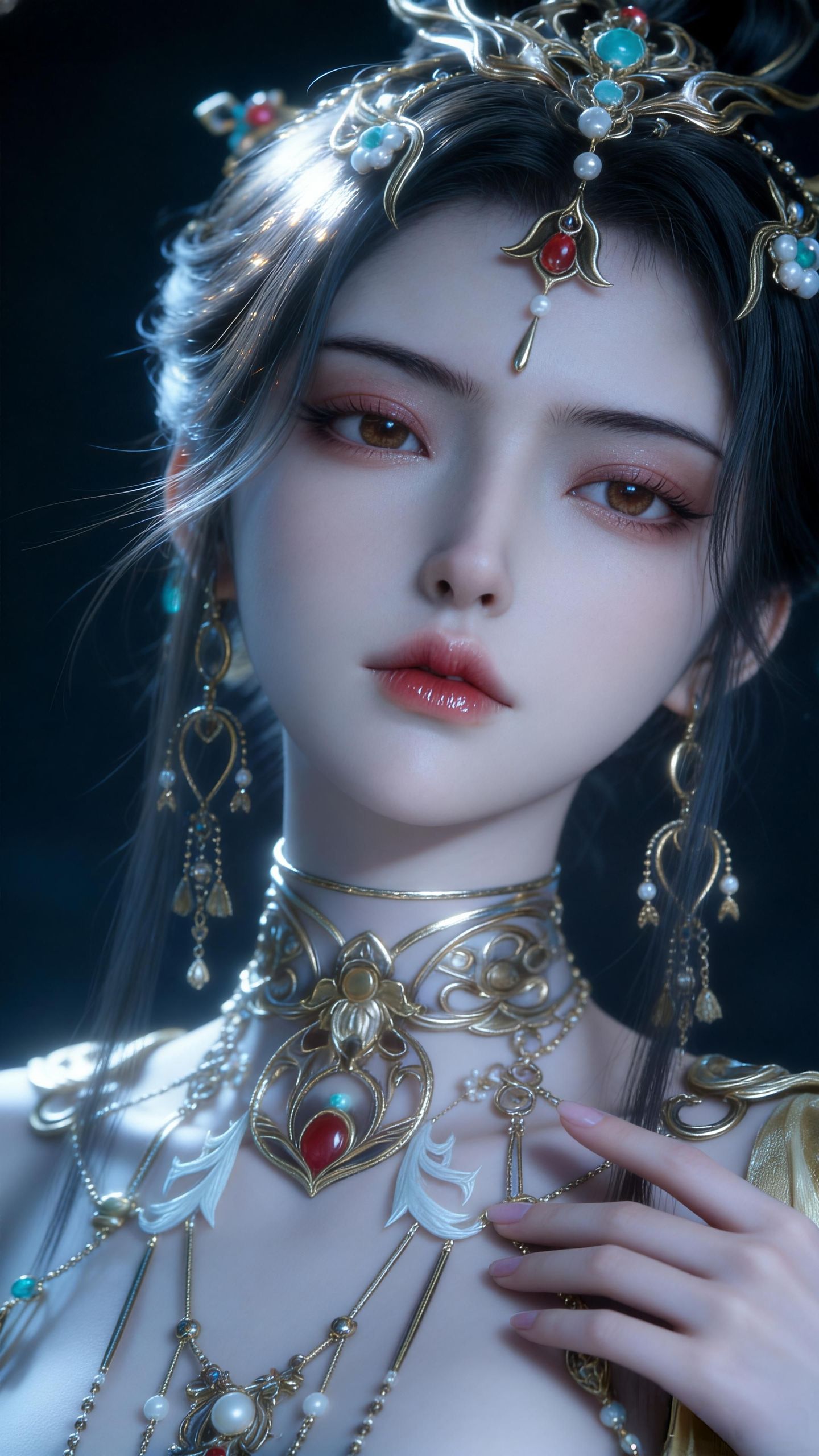 鸿音 逆水寒壁纸分享 游戏美女 写实高清 泪痣