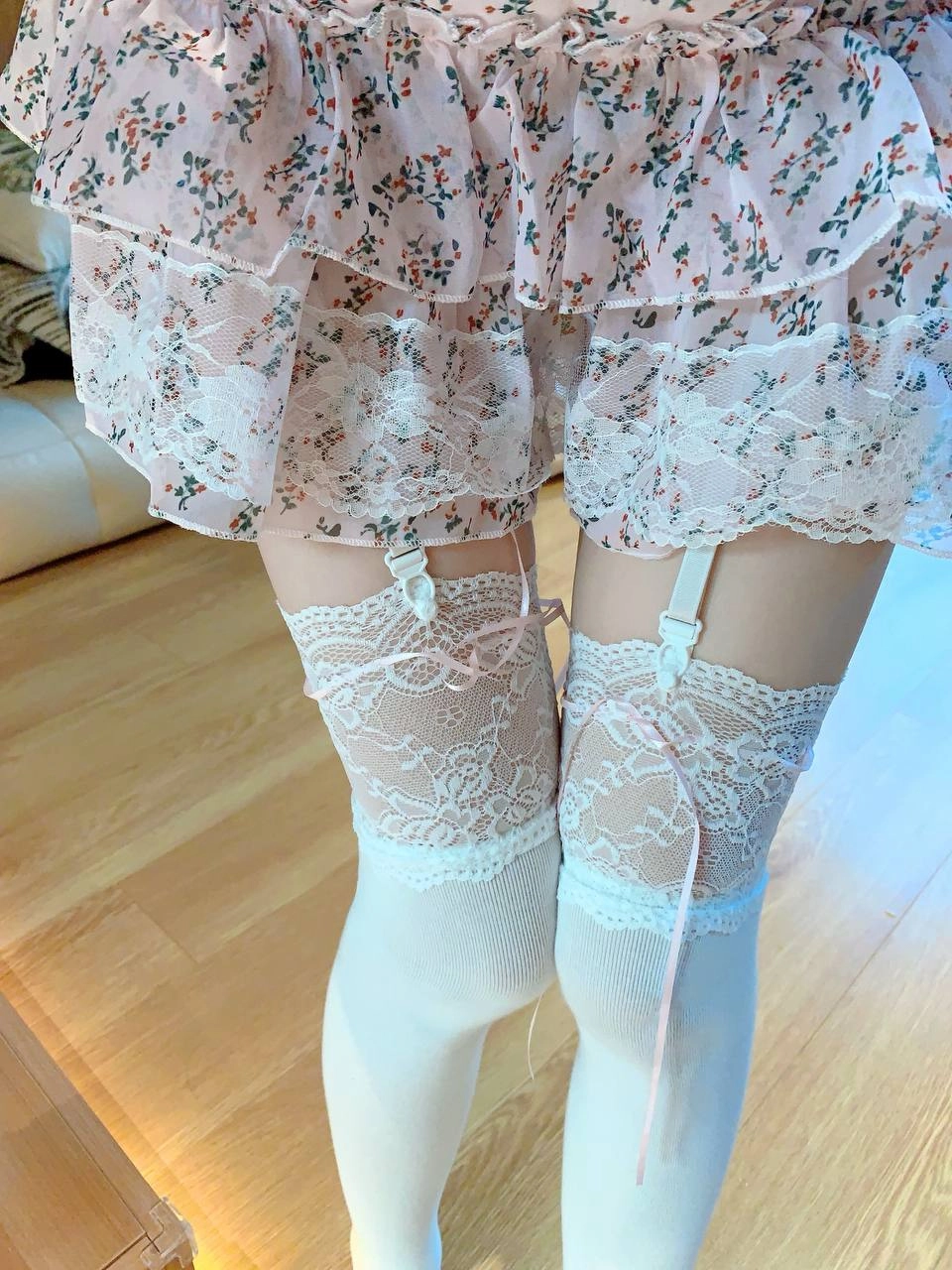 桜桃喵 - 碎花 自拍