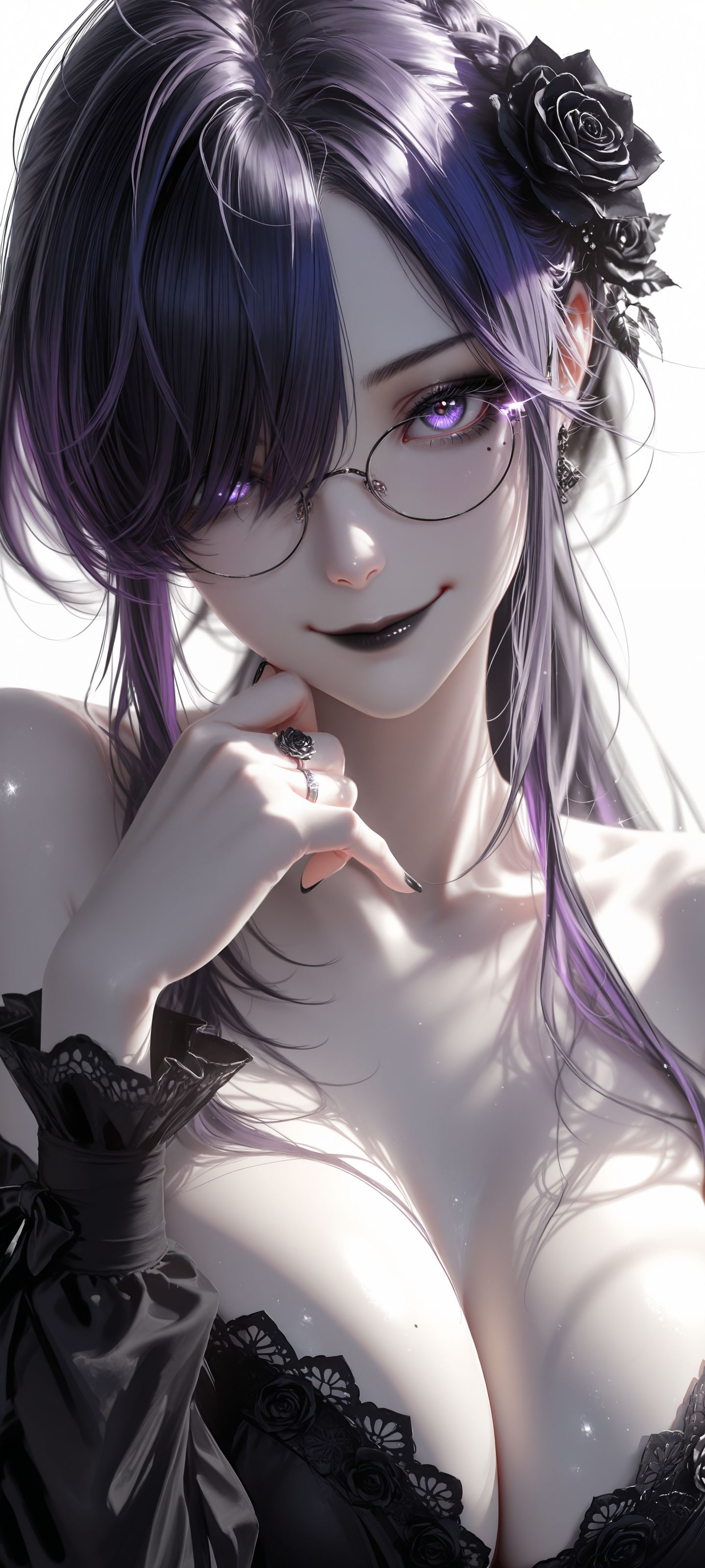 女仆装 紫色头发 AI创作 高清性感美女壁纸