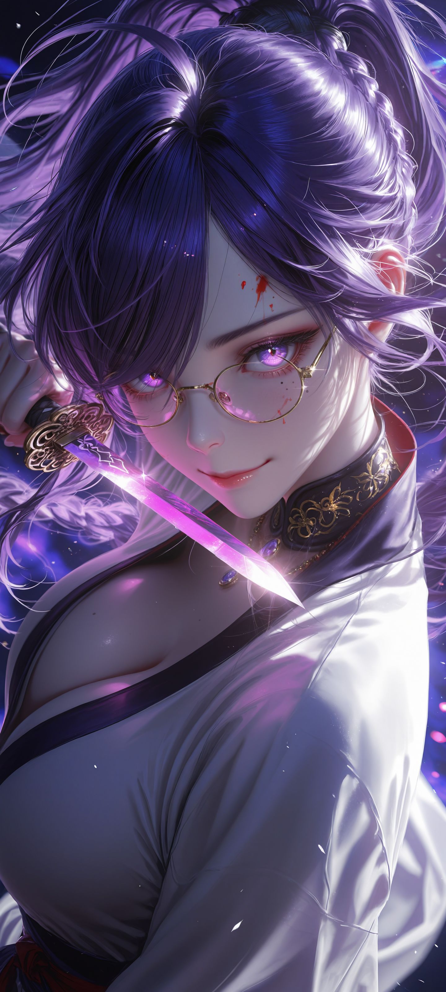 女仆装 紫色头发 AI创作 高清性感美女壁纸