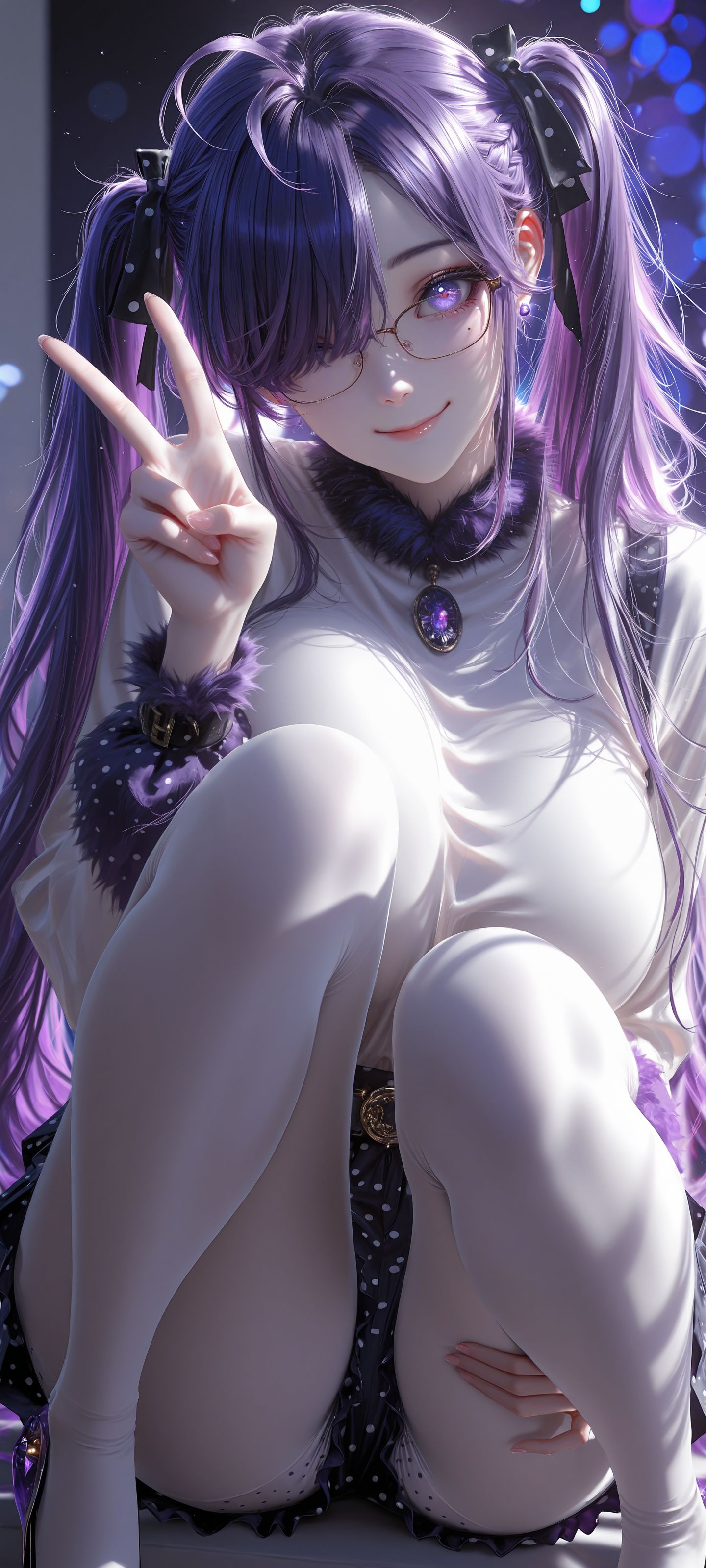 女仆装 紫色头发 AI创作 高清性感美女壁纸