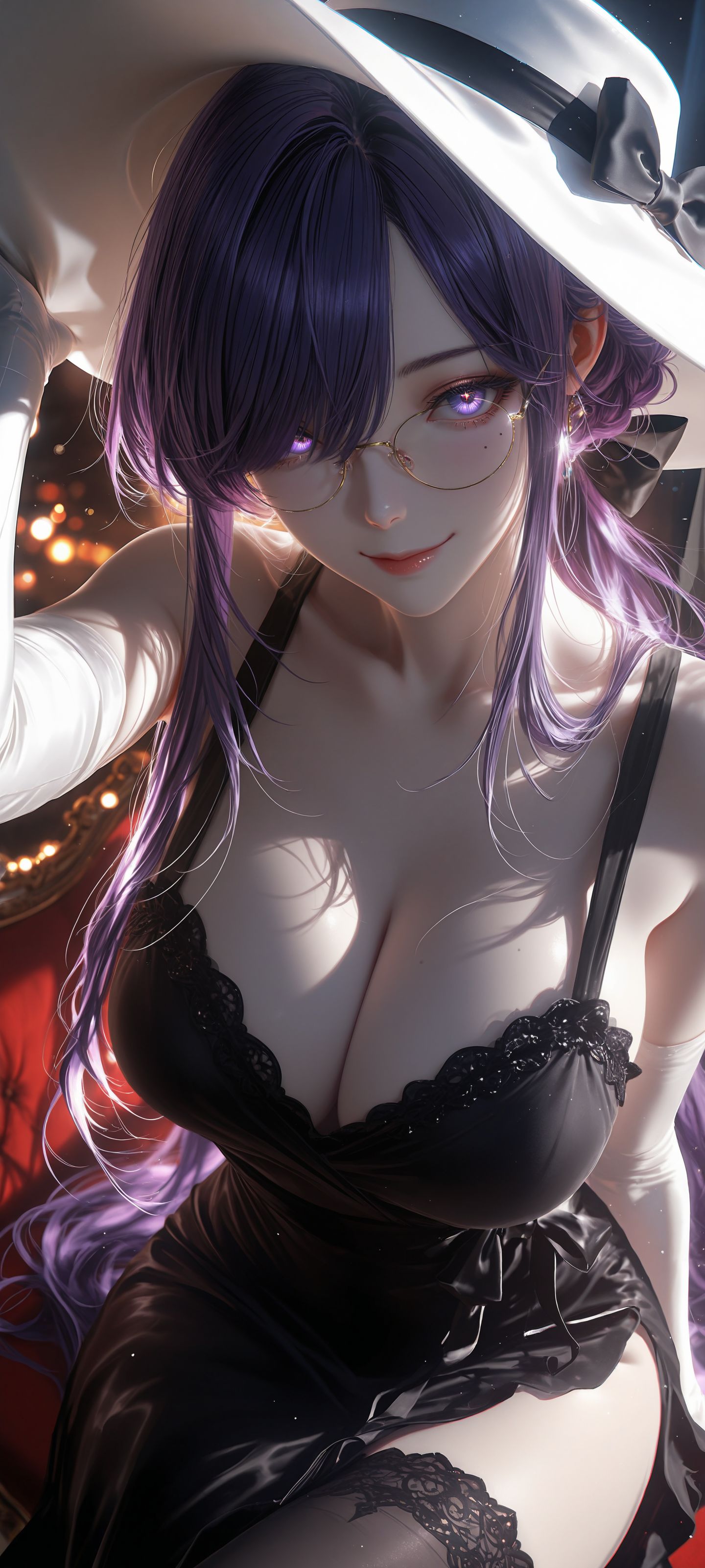 女仆装 紫色头发 AI创作 高清性感美女壁纸