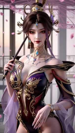 百炼成神 古佩儿 竖屏壁纸 紫纱御姐氛围 纯欲天花板-皮皮兔动漫