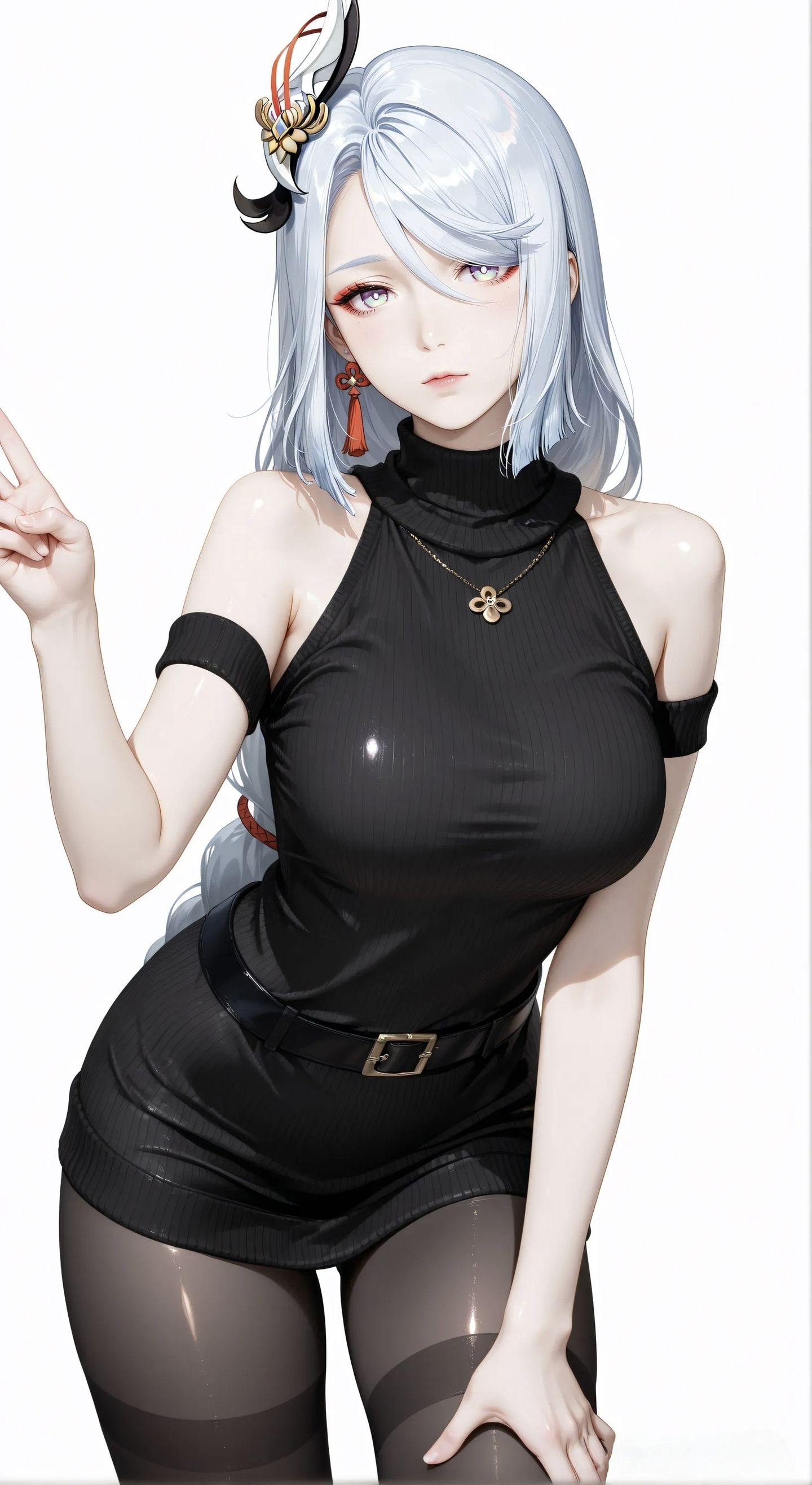 2K超高清 手游原神 御姐版申鹤壁纸 二次元游戏美女图片 黑丝吊带白丝