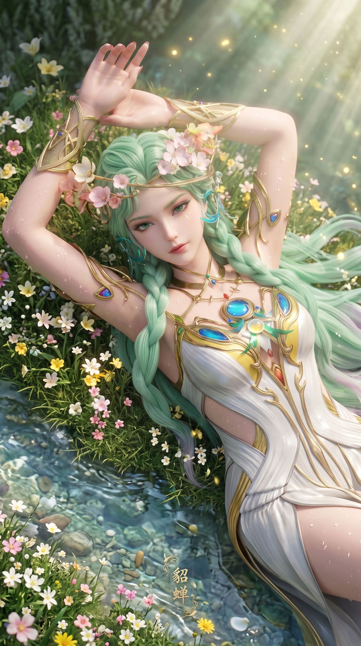 王者荣耀 貂蝉皮肤 梦幻花仙唯美意境 森林里的精灵少女 手机壁纸 全面屏高清壁纸
