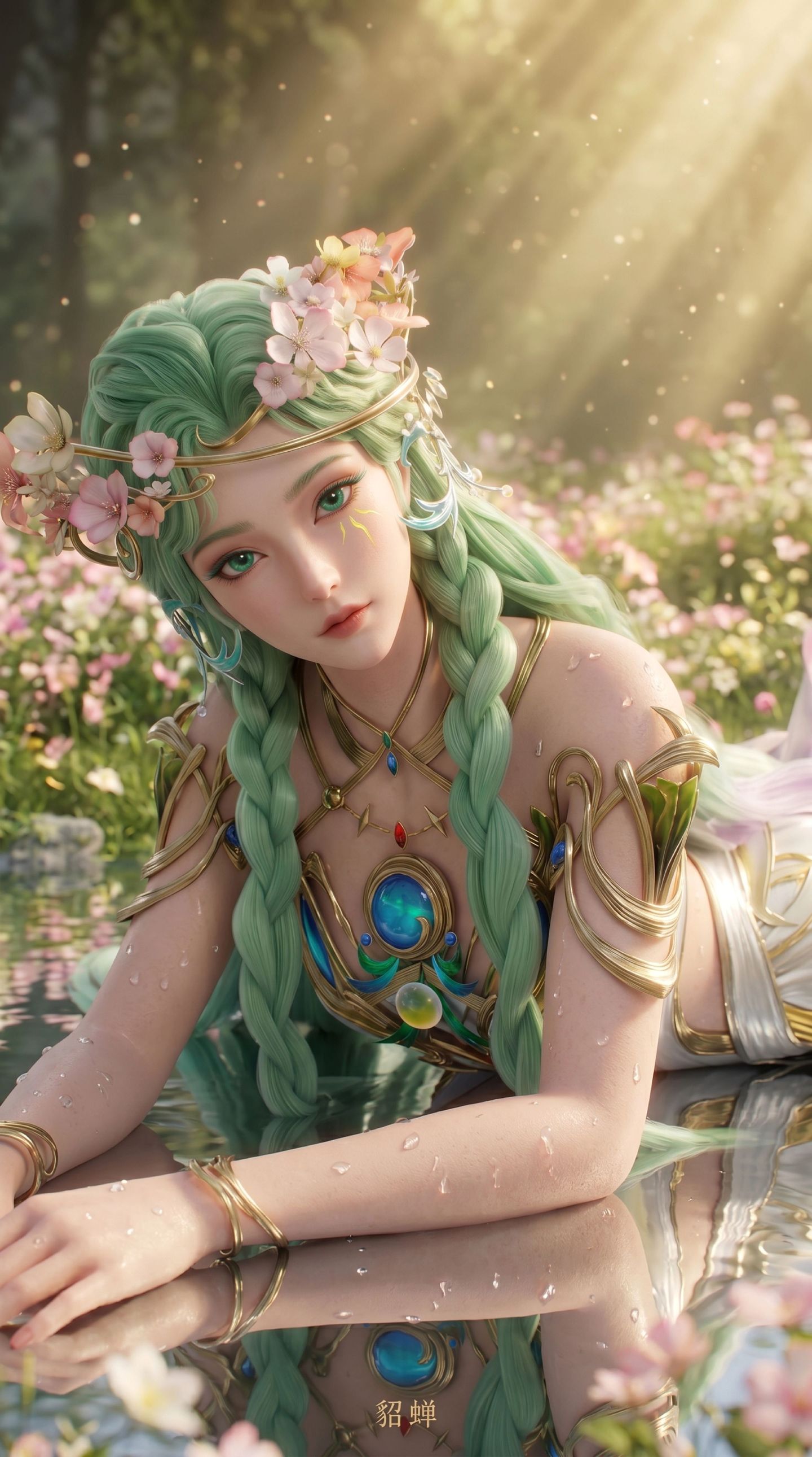 王者荣耀 貂蝉皮肤 梦幻花仙唯美意境 森林里的精灵少女 手机壁纸 全面屏高清壁纸