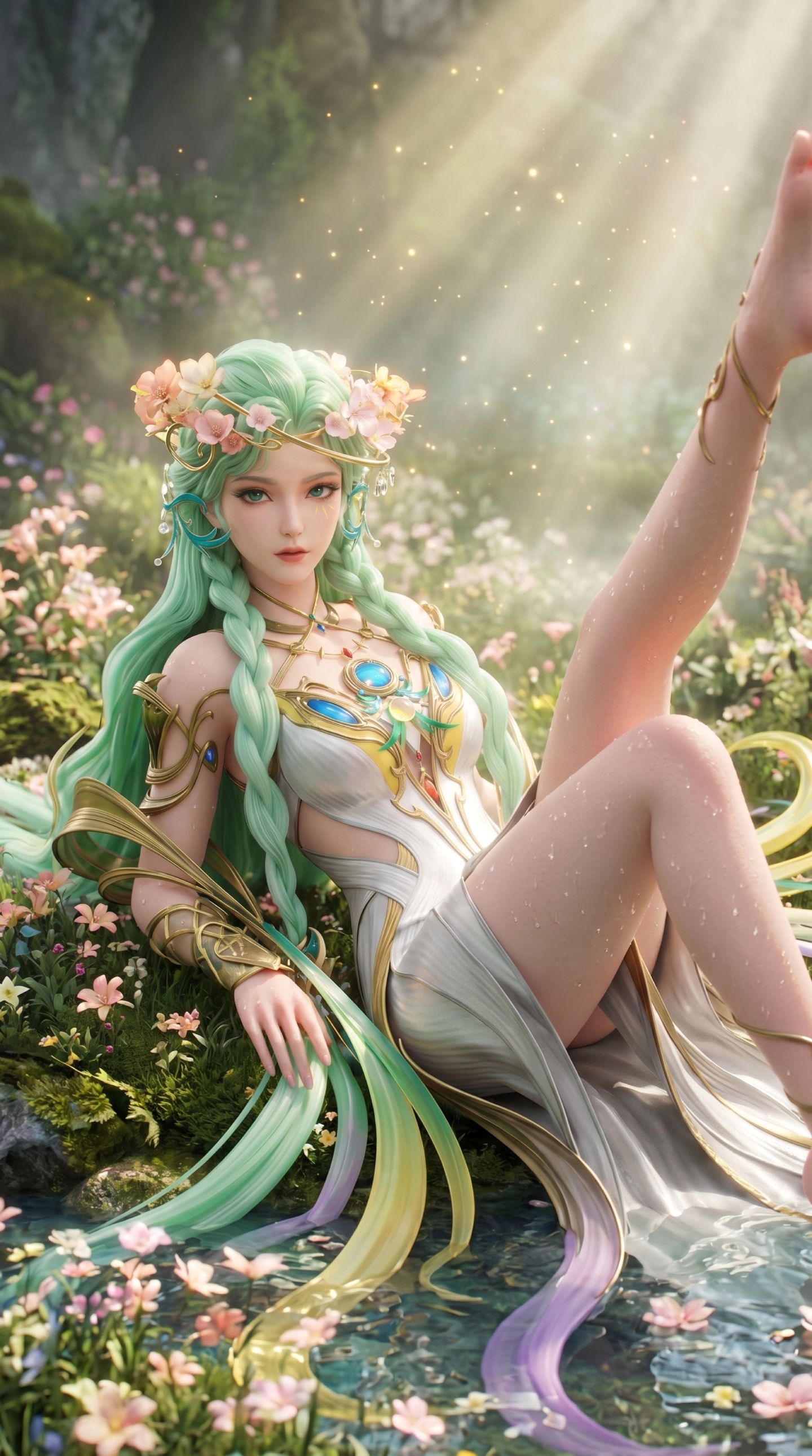 王者荣耀 貂蝉皮肤 梦幻花仙唯美意境 森林里的精灵少女 手机壁纸 全面屏高清壁纸