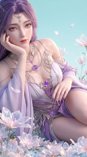 国漫女神壁纸 动漫美图 完美世界 云曦 古装古风美人 紫色韵味-皮皮兔动漫